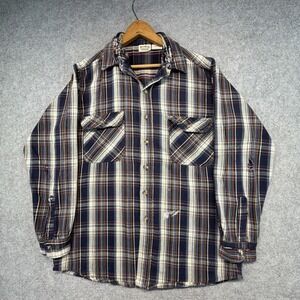 Vintage Five Brother Shirt Mens Large Tallman Plaid Flannel Button Up Thrashed